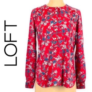 Red Floral Long sleeve Blouse